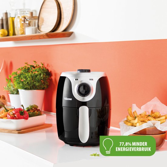 Tristar Airfryer Mini Crispy FR-6980 - 2 liter - Heteluchtfriteuse - PFAS vrij - Compact - Zwart - 1000W