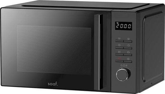 Combi Magnetron – 25L – Combimagnetron Vrijstaand – Grill en Hetelucht Functie – 10 kookprogramma's – Digitale Timer en Kinderslot – 900W – Zwart – Saaf