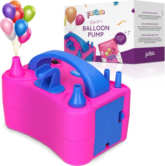 Partizzle Elektrische Ballonnenpomp - Snel Feest Ballonnen Opblazen - Ballonnenboog Ballon Pomp - Verjaardag / Kerst / Sinterklaas Versiering Decoratie - Roze Blauw