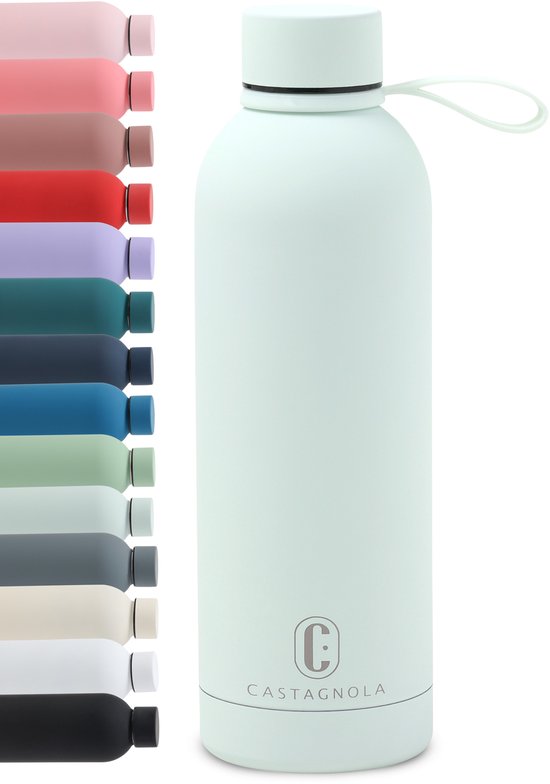 Castagnola Waterfles - RVS Drinkfles 500 ML - Stalen Thermosfles - Drinkflessen voor Volwassenen - Dubbelwandig - Lichtgroen