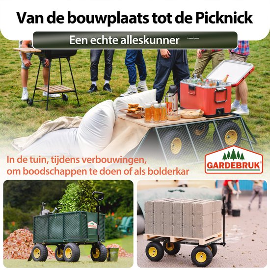 Gardebruk Bolderkar Binnenzeil - Belastbaar tot 550 kg – Groen
