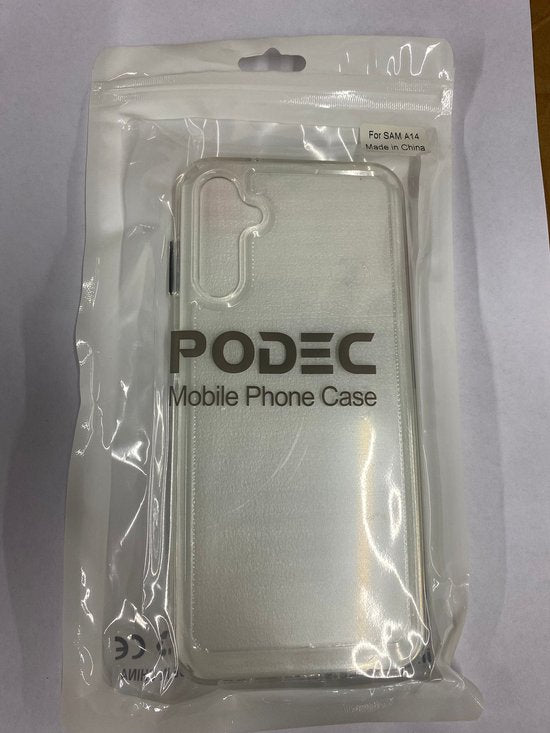 Podec Hoesje Geschikt voor Samsung Galaxy A14 5G Transparant Telefoonhoesje - Anti-Shock Case Cover met 2x Screenprotector