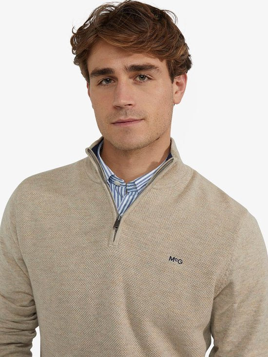McGregor Half Zip Trui Merinowol Structure Sand - Maat 3XL - Heren - Pullovers