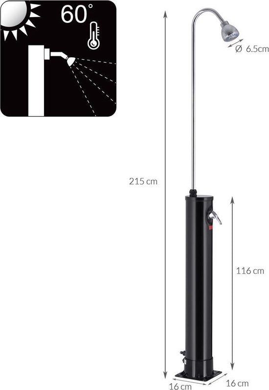 Monzana Solar Buitendouche 18 liter - UV-Bestendig Kunststof - Zwart