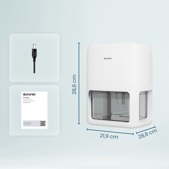 Auronic Luchtontvochtiger Mini - Geschikt voor Woonkamer, Kantoor, Slaapkamer, Babykamer en Meer - Stil - Wit