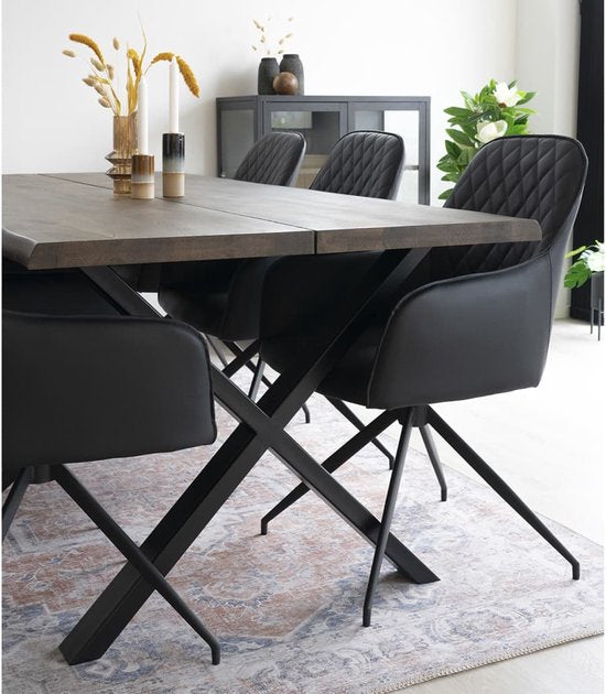 House Nordic Harbo Eetkamerstoel Vegan Leer Zwart - Set van 2