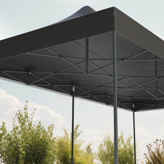 LifeGoods Partytent - Paviljoen - EasyUp - Opvouwbaar - Waterdicht - Met Draagtas met wieltjes - 300 x 600 cm - Antraciet
