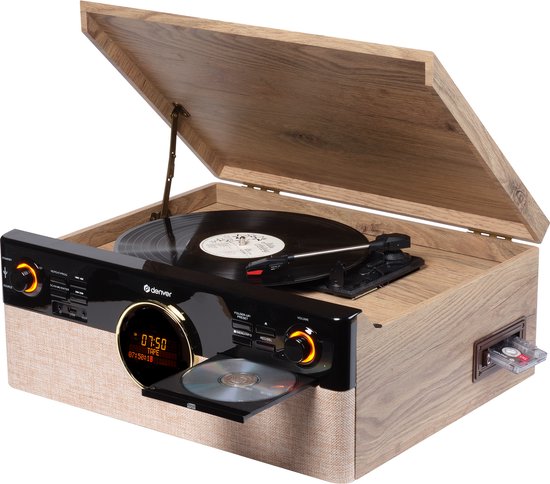 Denver Retro Platenspeler - Radio - CD - Cassette - Bluetooth - Auto stop - MRD180