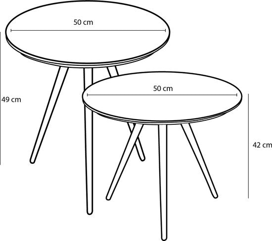 Mica Decorations Jailey Bijzettafel - Set van 2 - H49 x Ø50 cm - Gerecycled Hout - Bruin