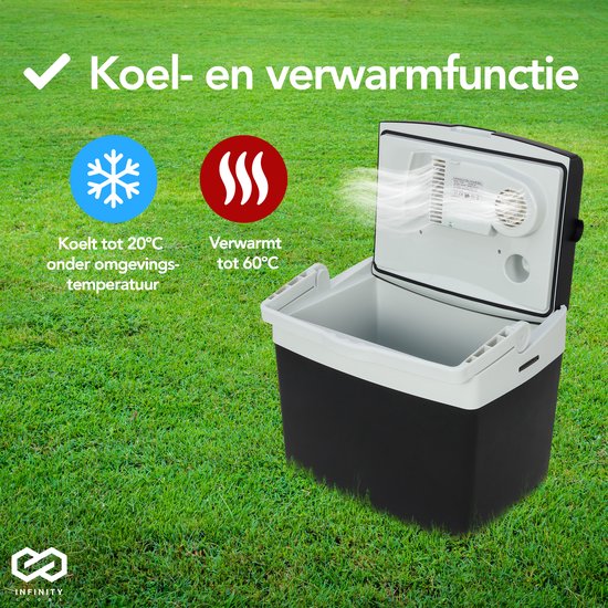 Infinity Goods - Elektrische Koelbox - 40L - Coolbox - 12V en 230V - Frigobox - Koelen en Verwarmen - Zwart