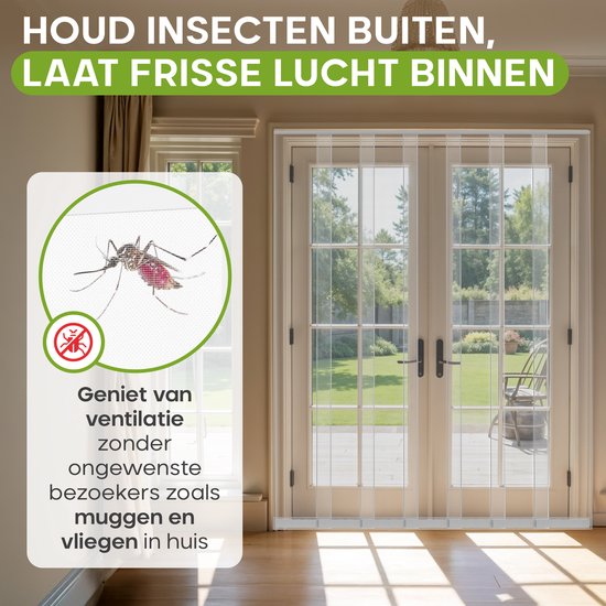 O'DADDY® Vliegengordijn Lamellenhor - 150x260 cm - Deurgordijn - Hordeur - Aanpasbaar Ontwerp - Glasvezel - Deurhor Wit