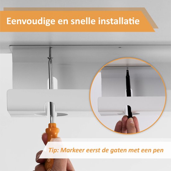 Stilemo Kabelgoot Bureau 2 Delig - Cable Management - Kabelhouder 43 CM - Kabel Organiser 5 KG Draagkracht - Wit