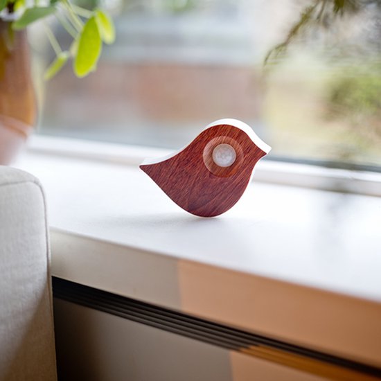 Nexxt Vogelgeluiden Vogel met Sensor voor op Toilet - Aanpasbaar Volume - WC - Bewegingsmelder - 10,2 x 3,5 x 8,6 cm - 90 g - Kastje - Bird Box - Donker Bruin