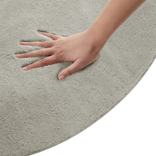 tectake® Kortpolig Vloerkleed - Rond - Ø120 cm - Zandkleur - Tapijt voor Woonkamer, Slaapkamer, Eetkamer - Onderhoudsvriendelijk en Wasbaar - Antislip Ondertapijt - Allergievriendelijk - Diverse maten en kleuren