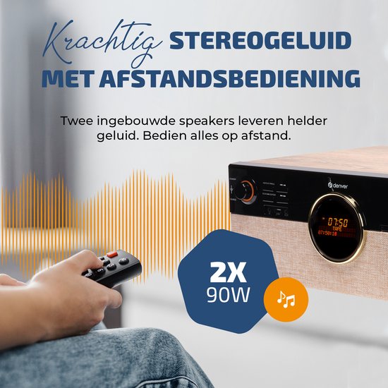 Denver Retro Platenspeler - Radio - CD - Cassette - Bluetooth - Auto stop - MRD180
