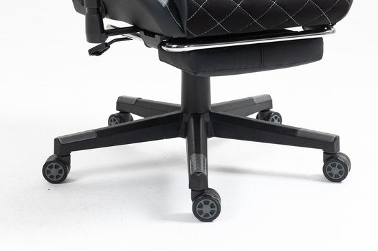 VDD Gaming - Gamestoel - Gamestoel met Voetsteun - Gamestoel zwart - Gaming Stoel - Bureaustoel gaming - Ergonomische Bureaustoel - Met Nekkussen & Verstelbaar Rugkussen - Game stoel Met Voetsteun - Ergonomische Game Stoel - Draaistoel- Zwart & Grijs