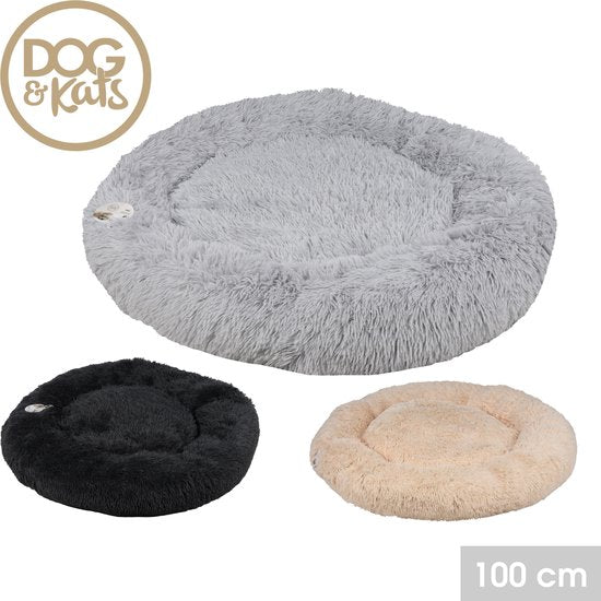 DOGS&CATS Hondenkussen in zachte stof - 100cm - Ovaal - zacht en fluffy hondenmand - kleur oud roze/crème