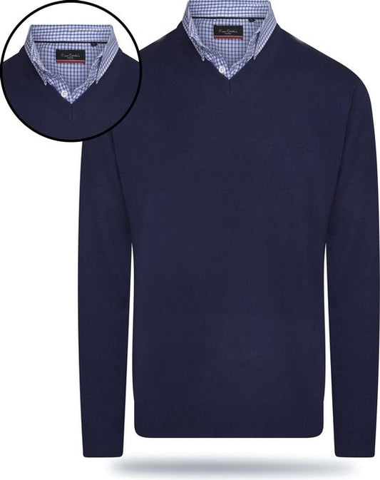Pierre Cardin - Heren Sweaters Mock Pullover - Blauw - Maat M