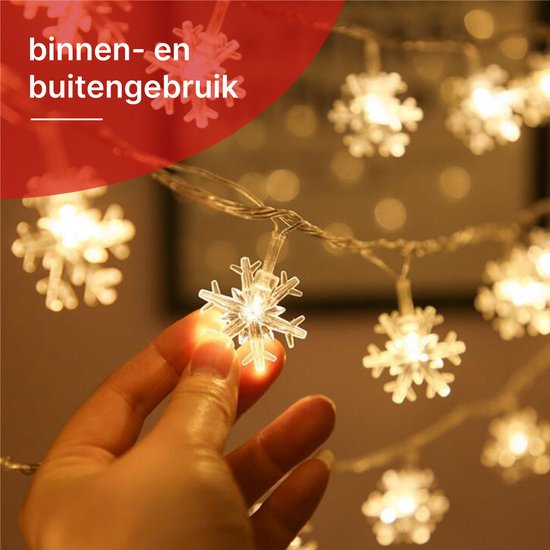 Nuvance - LED Sneeuwvlokken - 1.5 m - 10 sterren - Kerstverlichting voor Binnen en Buiten - Kerstdecoratie - Kerstversiering - Lichtslinger - Warm Wit
