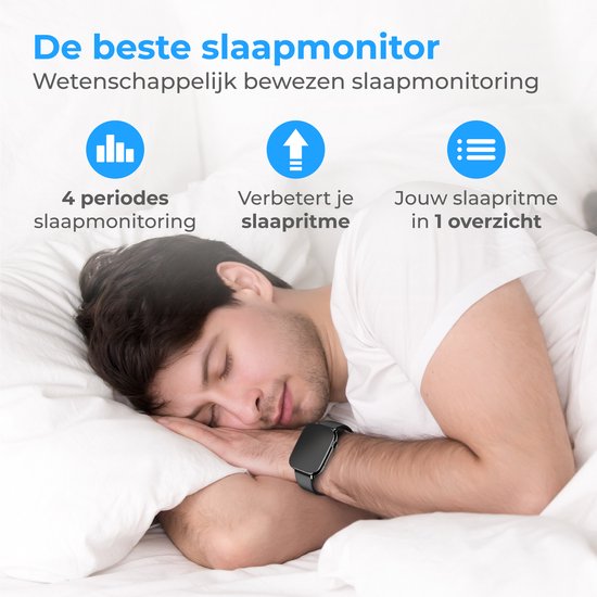 Nuvance - Smartwatch Heren & Dames met Bluetooth - IP68 Waterdicht - Geschikt voor alle Smartphones - Stappenteller en Hartslagmeter - Zwart