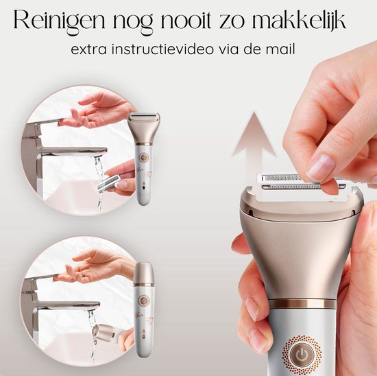 2-in-1 Ladyshave + 2 Extra Scheerkoppen - Gezicht - Oksels - Benen - Bikinilijn - Scheerapparaat Vrouw - Elektrisch Ontharen - Haarverwijderaar Dames - Trimmer Vrouw - Intieme Zone Schaamhaar - Ladyshaves Bikini