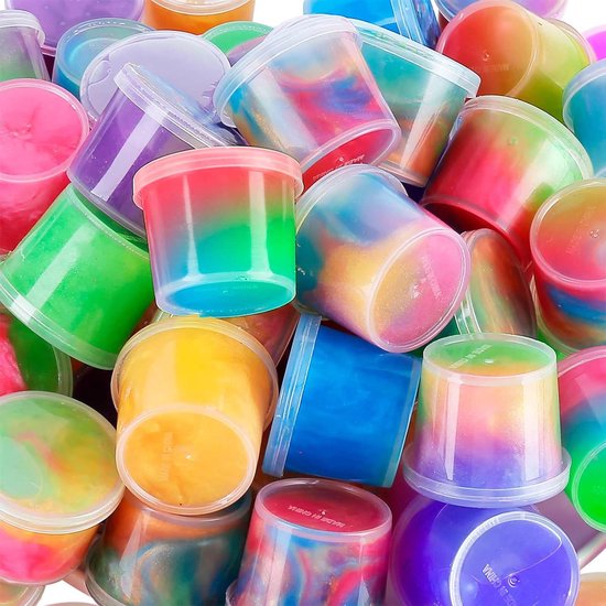 Partizzle 24x Galaxy Slijm Pakket - Universum Astronaut Uitdeelcadeautjes - Grabbelton Maken Slime Speelgoed - Traktatie Cadeautjes voor Kinderen - Gekleurd