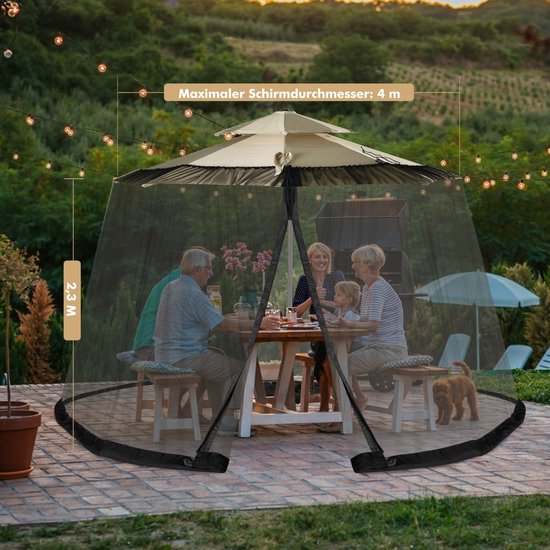 Coast Parasol Klamboe voor Buiten met 2 Deuren en d=Dubbele Rits - 12,5 x 2,3 m Zwart