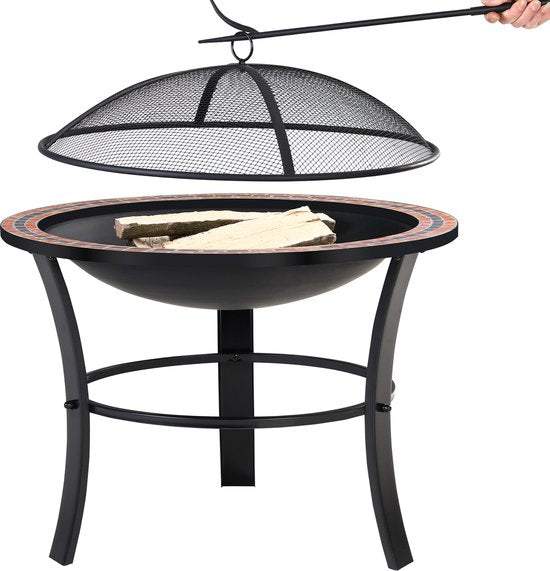 Gardebruk Vuurkorf Mozaïek Fuoco – Incl. Vuurrooster & Pook – Zwart
