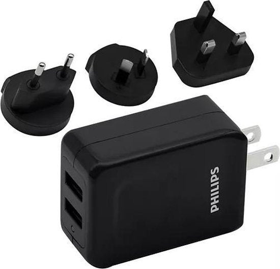 Philips Reisoplader - DLP2610T/00 - 2x USB - 3 Wereldstekkers