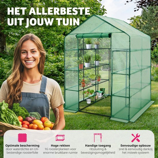 tectake® - Broeikas Hobbykas - Veel werkruimte - 143 x 143 x 195 cm - 401860
