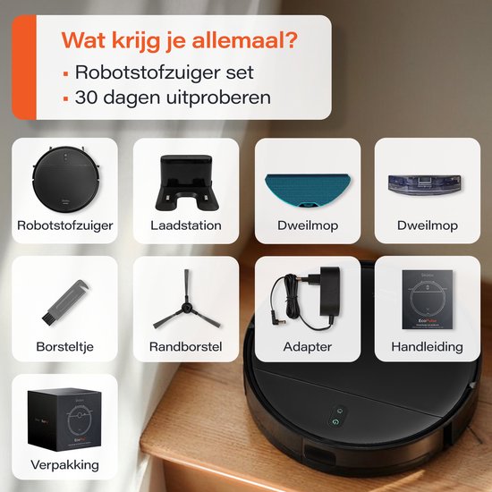 Skoov Ecopulse - Robotstofzuiger met Dweilfunctie en laad station - Met APP en afstandsbediening - Huisdieren - Automatische - Dweilrobot - Geschikt voor Hondenharen