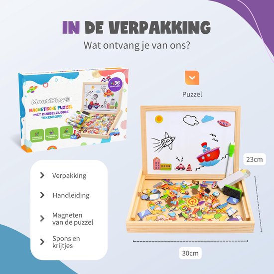 MontiPlay® Magnetisch Speelgoed Voertuigen - Magneet Boek - Krijtbord Kinderen - Magnetibook - Magneet Speelgoed - Tekenbord - Montessori - Sensorisch - Busy Board - Speelgoed voor onderweg - Speelgoed voor in de auto - Speelgoed voor op Reis
