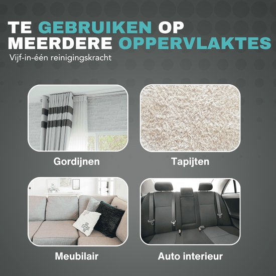Achate - Vlekkenreiniger Pro - Met Stoom & Heetwater, Tapijt- en Matrasreiniger, Krachtige Zuigkracht, 1300W, 1.4L Vuilwatertank - Grijs/Blauw