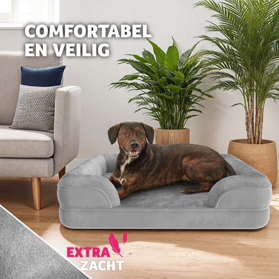 tectake® hondenbed - kussen voor grote en middelgrote honden - donzig en wasbaar - hondenmand met traagschuim - hondenbox - hondenligstoel - hondenmand - hondenkussen L (91 x 68 x 18 cm)