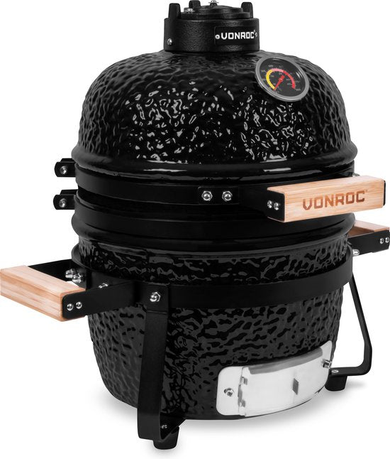 VONROC - BBQ - Kamado - 13" - Met beschermhoes, plate setter & onderstel - Houtskoolbarbecue – Keramisch
