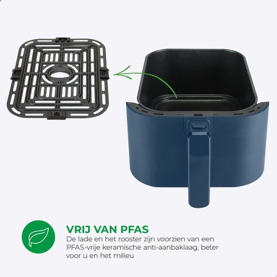 Bourgini Slimfit Airfryer XL Blauw - Heteluchtfriteuse - 5 liter - 1500W - PFAS vrij