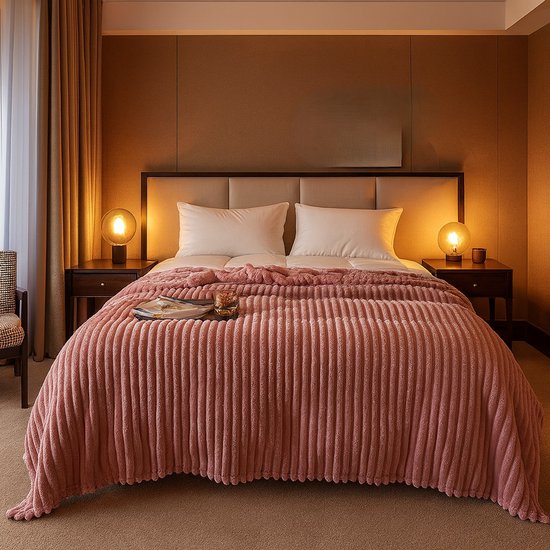 Ceruzo Fleece Deken 150x200 cm – Oud Roze – Plaid - Zacht - Woondeken