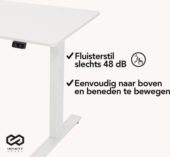 Infinity Goods Elektrisch Zit Sta Bureau - Verstelbare Hoogte- 140 x 60 CM - Wit