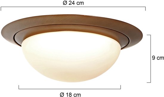 Plafonnier Steinhauer Ikaro 1365BR Brons Ø24cm - 4 stappen dimbaar, geschikt voor binnen, van hoogwaardige metaal en glas