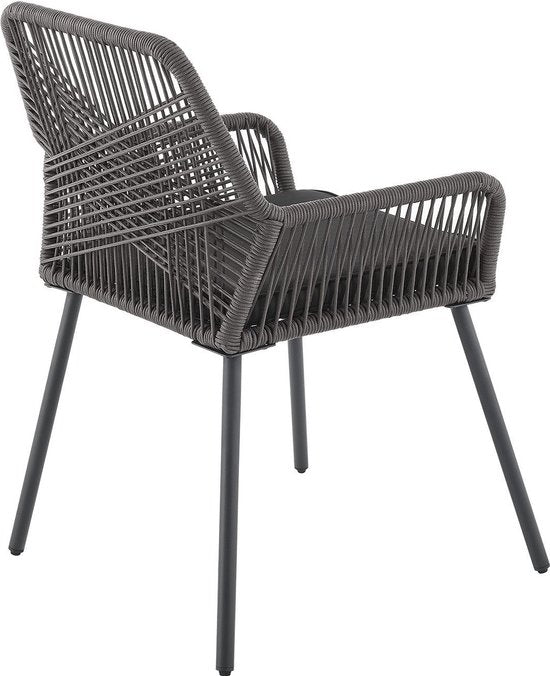 Juskys – Kastos Tuinstoelen – Set Van 2 – 61 x 57 x 86 cm – Inclusief Zitkussens En Belastbaar Tot 150 kg – Voor Balkon En Terras – Grijs Polypropyleen En Staal