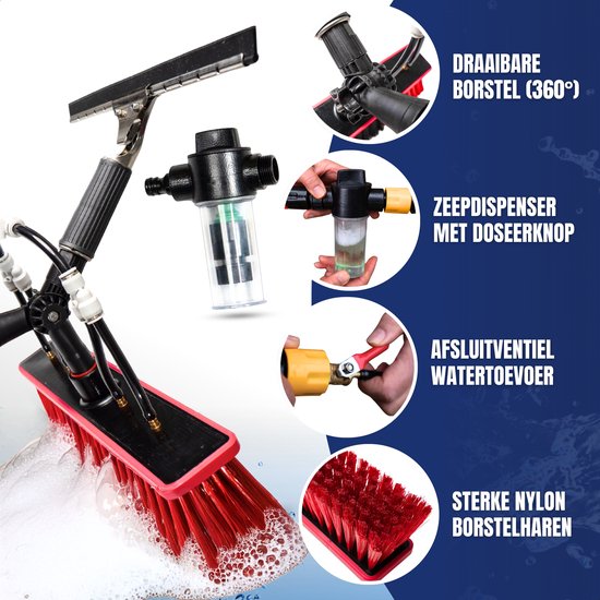 Aqualitá Telescoopsteel Ramenwassen - 9M - Waterdoorvoer - Zeem - Ramenwasser - Zonnepanelen Reiniger