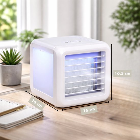 Lifetime Air Mini Air Cooler - Luchtbevochtiger Aircooler met 2 Koelelementen - Luchtkoeler met Water en 3 Standen - Mobiele Airconditioning zonder Slang voor Slaapkamer - 16 x 16 x 16,5 cm