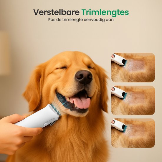 Gopets Professionele 3-in-1 Hondentondeuse - Dierentondeuse - Hondenfohn met Warme Lucht - 9 Delig - Haarverwijderaar voor Huisdieren - Waterblazer voor Honden - Trimset & Tondeuse Hond en Kat - Dierenhaar Stofzuiger - Massageborstel
