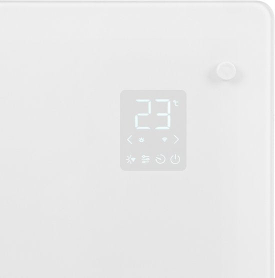 VONROC Luxe elektrische kachel - Convectorkachel - glazen paneel – 1250W/2500W - Verwarmt ruimtes tot 30m2 - Bediening app (via Wifi) als handmatig – Wit