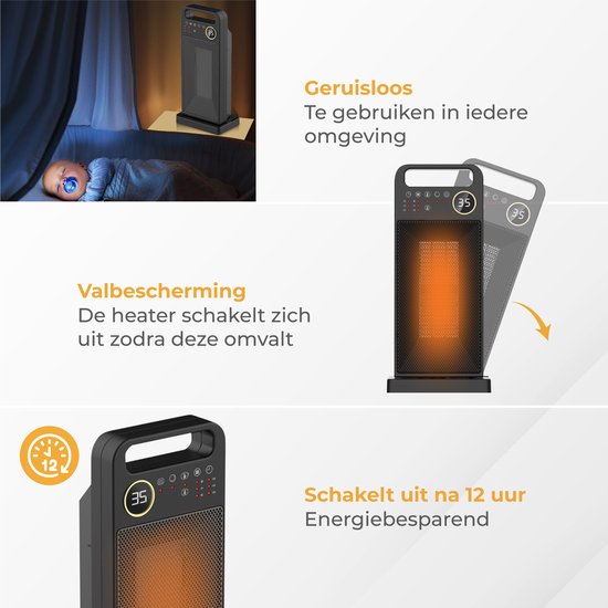 Nuvance - Elektrische Kachel - 2000W - Terrasverwarmer - Keramische Kachel Verwarming - Ventilatorkachel - Heater - Verwarming Electrisch