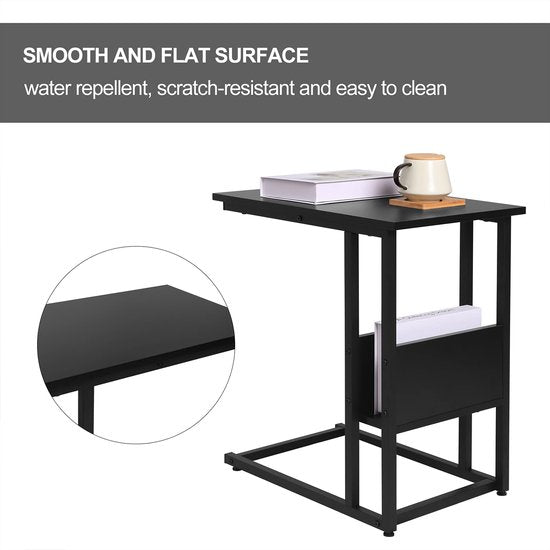 Salontafel - Bijzettafel - Bijzettafel - Loungetafel - Woonkamertafel - Accenttafel - Zwart - 55x36x59.5cm