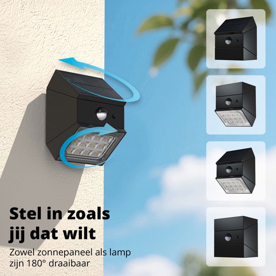 FlinQ Solar TwistCube 2-pack - Transformeerbaar in 4 vormen - Solar Wandlamp Buiten - Buitenlamp op Zonne Energie met Bewegingssensor - LED Tuinverlichting met Dag en Nacht Sensor - Buitenverlichting