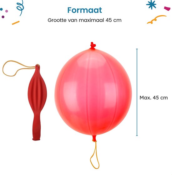 Partizzle 36x Gekleurde Latex Punch Ballonnen - Grote Bounce Ballon - Reuze Boksballon Uitdeelcadeautjes - Grabbelton Traktatie Cadeautjes - Voor Kinderen & Peuters - XL / 45 cm