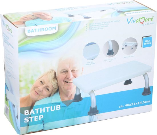 Vivamore Badopstap - max 150 kg - 40 x 31 x 14,5 cm - Wit