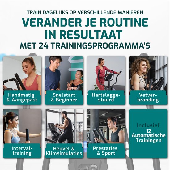 FITAGE Crosstrainer Geluidsarm - Crosstrainers met Bluetooth Kinomap & Zwift - Fitness Trainer met 24 trainingsprogramma’s - Nauwkeurige Hartslagmeter